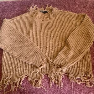 Derek‎ Heart Camel Fringed Sweater